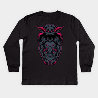 killer geisha robot head Kids Long Sleeve T-Shirt